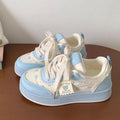 Kawaii Cute Bowknot Patchwork Sneakers - Pink, Blue & Yellow