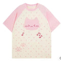 Kawaii Cat Polka Dot Musical Notes T-Shirt
