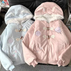 Kawaii Kitty Embroidered Hooded Winter Coat