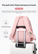 Kawaii Plaid Nylon School Backpack with Bunny Charm