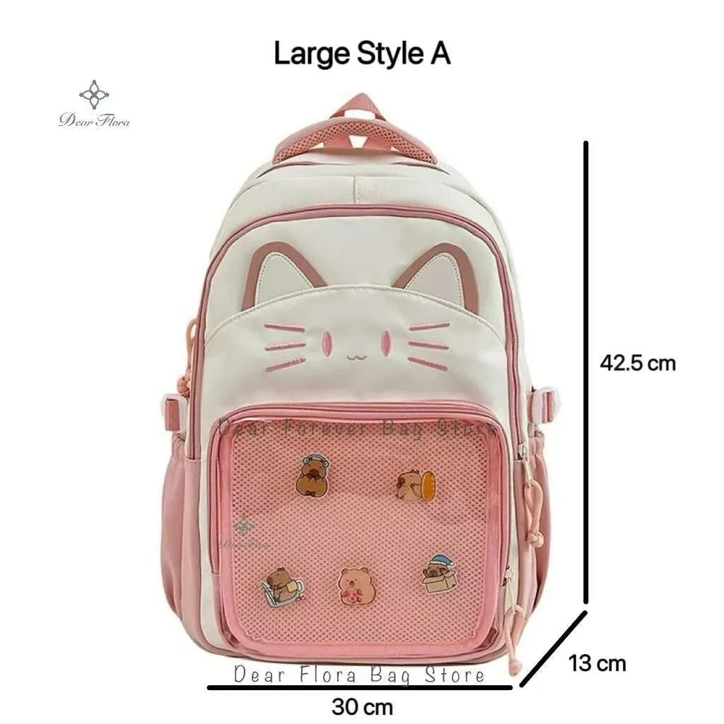 Kawaii Cat Ita Backpack with Transparent Display Pocket