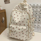 Kawaii Floral Nylon Backpack with Multiple Pockets, 43 × 30 × 18 cm