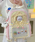 Kawaii Heart Bow Ita Backpack with Transparent Display Pocket
