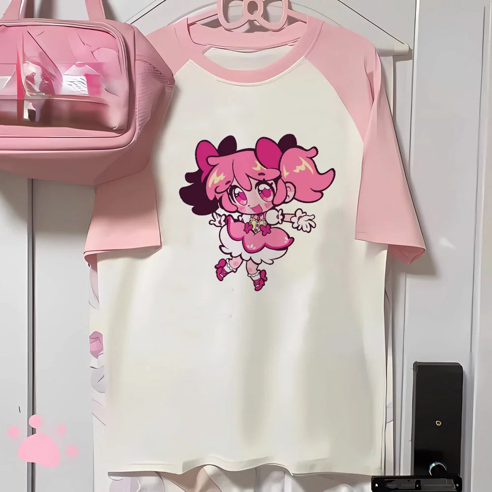 Kawaii Women's Anime Cartoon Graphic T-Shirt – Short-Sleeve O-Neck Tee