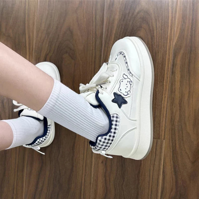 Kawaii Women's Cute Printed Lace-Up Sneakers