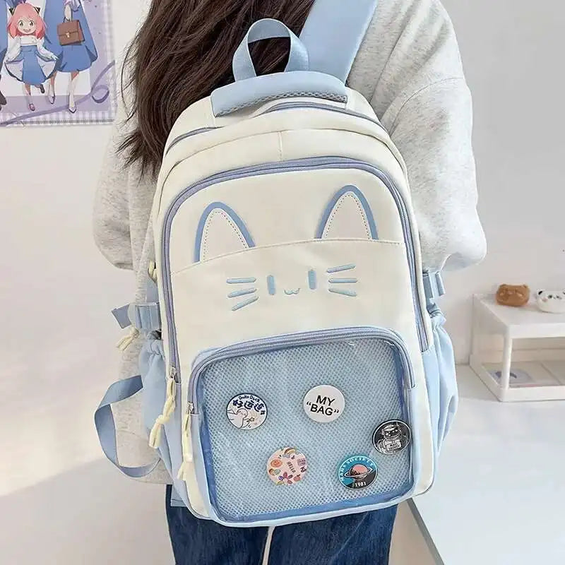 Kawaii Cat Ita Backpack with Transparent Display Pocket