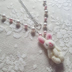 Kawaii Plush Bunny Beaded Pendant Necklace
