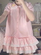Milk White Kawaii Lolita Pleated Ruffle Skirt with Bow