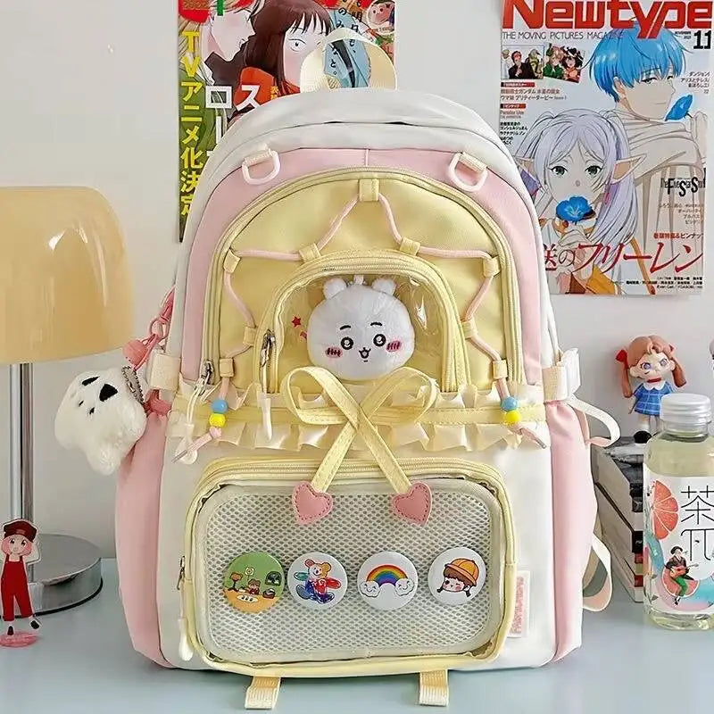 Kawaii Heart Bow Ita Backpack with Transparent Display Pocket