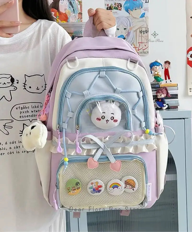 Kawaii Heart Bow Ita Backpack with Transparent Display Pocket
