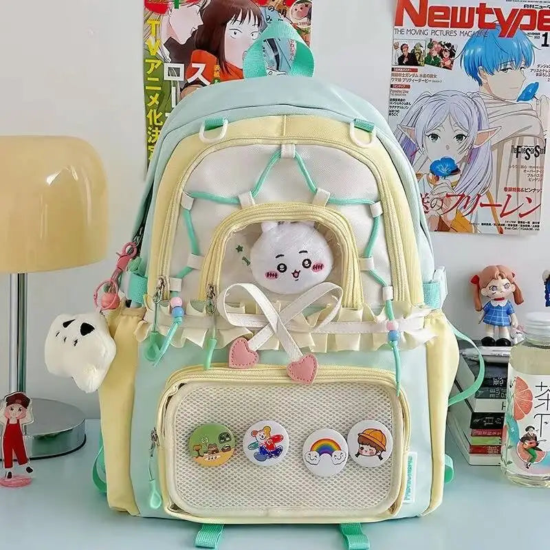 Kawaii Heart Bow Ita Backpack with Transparent Display Pocket