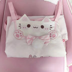 Kawaii Pink Cat Graphic Long-Sleeve Top