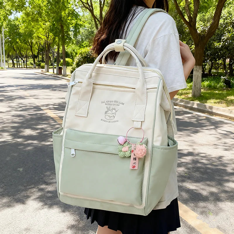 Kawaii Multi-Pocket Backpack with Laptop Compartment