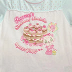 Kawaii Women's Light Blue Cartoon Graphic T-Shirt