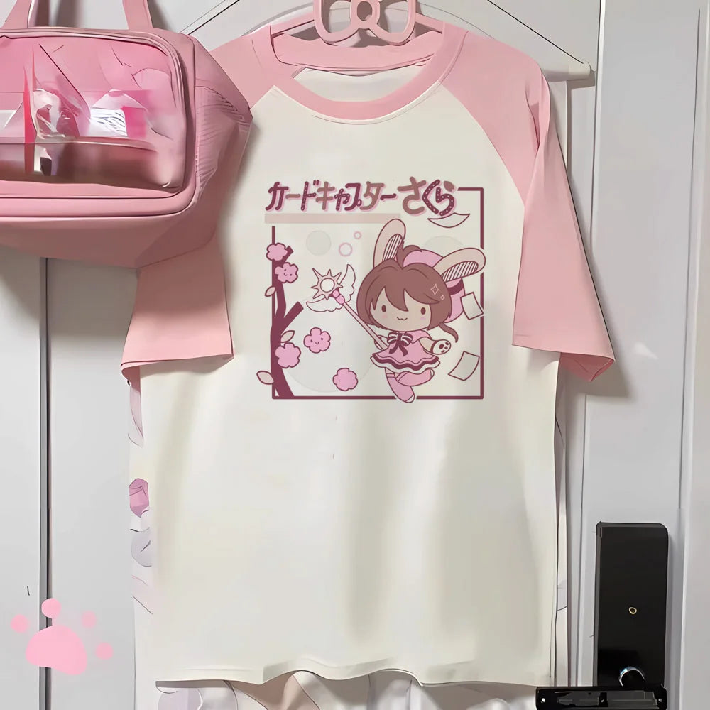 Kawaii Women's Anime Cartoon Graphic T-Shirt – Short-Sleeve O-Neck Tee