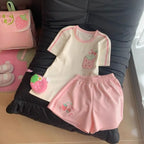 Kawaii Pink Cartoon Print Shorts