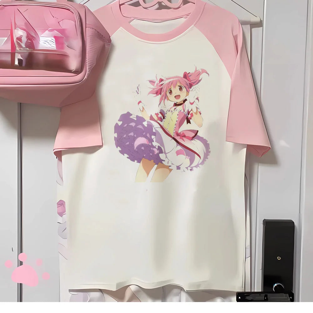 Kawaii Women's Anime Cartoon Graphic T-Shirt – Short-Sleeve O-Neck Tee