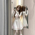 Kawaii White Sweet Lolita Ruffle Mini Dress with Peter Pan Collar
