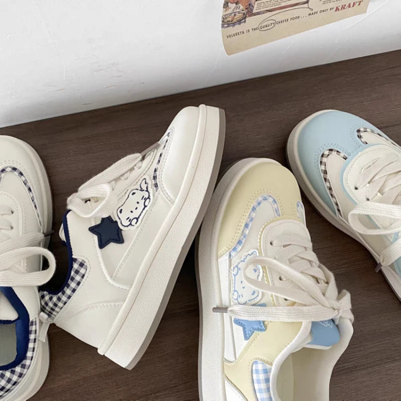 Kawaii Women's Cute Printed Lace-Up Sneakers