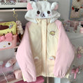 Kawaii Bear-Ear Hooded Padded Jacket with Embroidery