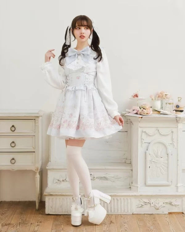 Kawaii Sweet Lolita Pink Print Dress with Peter Pan Collar