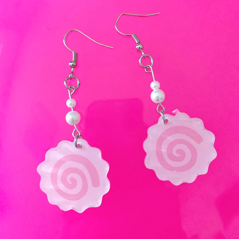 Kawaii Pink Cake Roll Drop Earrings