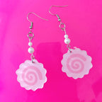 Kawaii Pink Cake Roll Drop Earrings
