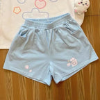 Women's Kawaii Cartoon Cat High-Waisted Shorts