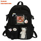 Kawaii Multi-Pocket Nylon Backpack with Laptop Compartment