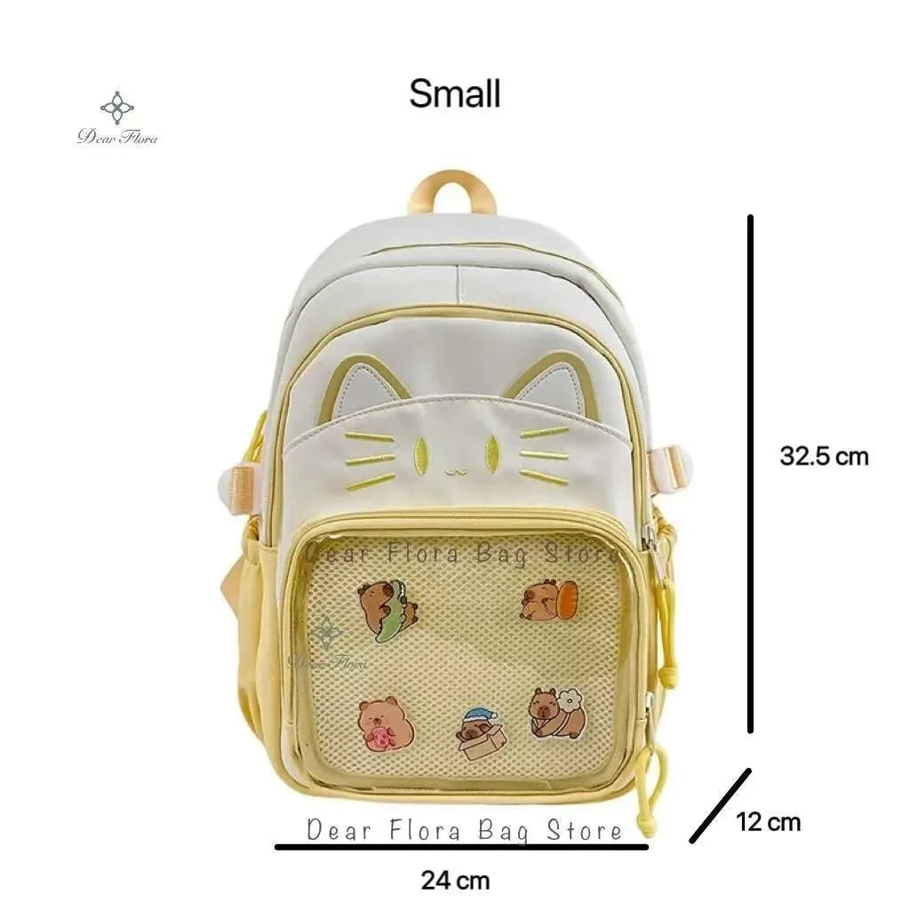 Kawaii Cat Ita Backpack with Transparent Display Pocket