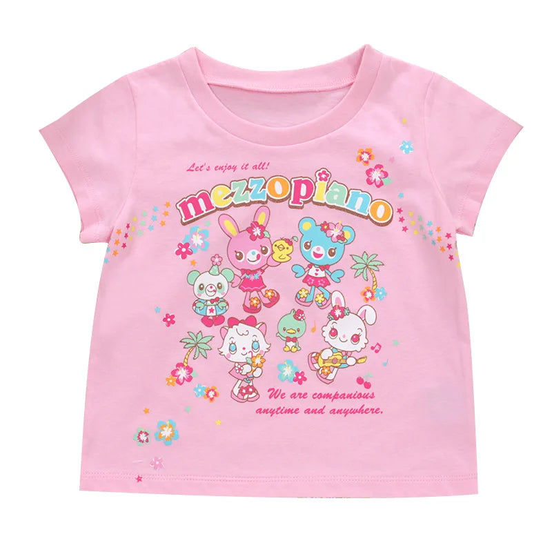 Kawaii Girls' Mezzopiano Cartoon Graphic Short-Sleeve T-Shirt