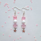 Kawaii Pastel Pink Star Charm Drop Earrings
