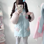 Women's Kawaii Star-Embroidered Hooded Padded Jacket