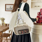 Kawaii Rabbit-Ear Ita Backpack with Transparent Front Pocket
