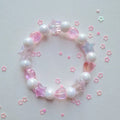 Kawaii Pastel Pink Beaded Charm Bracelet for Small Wrists