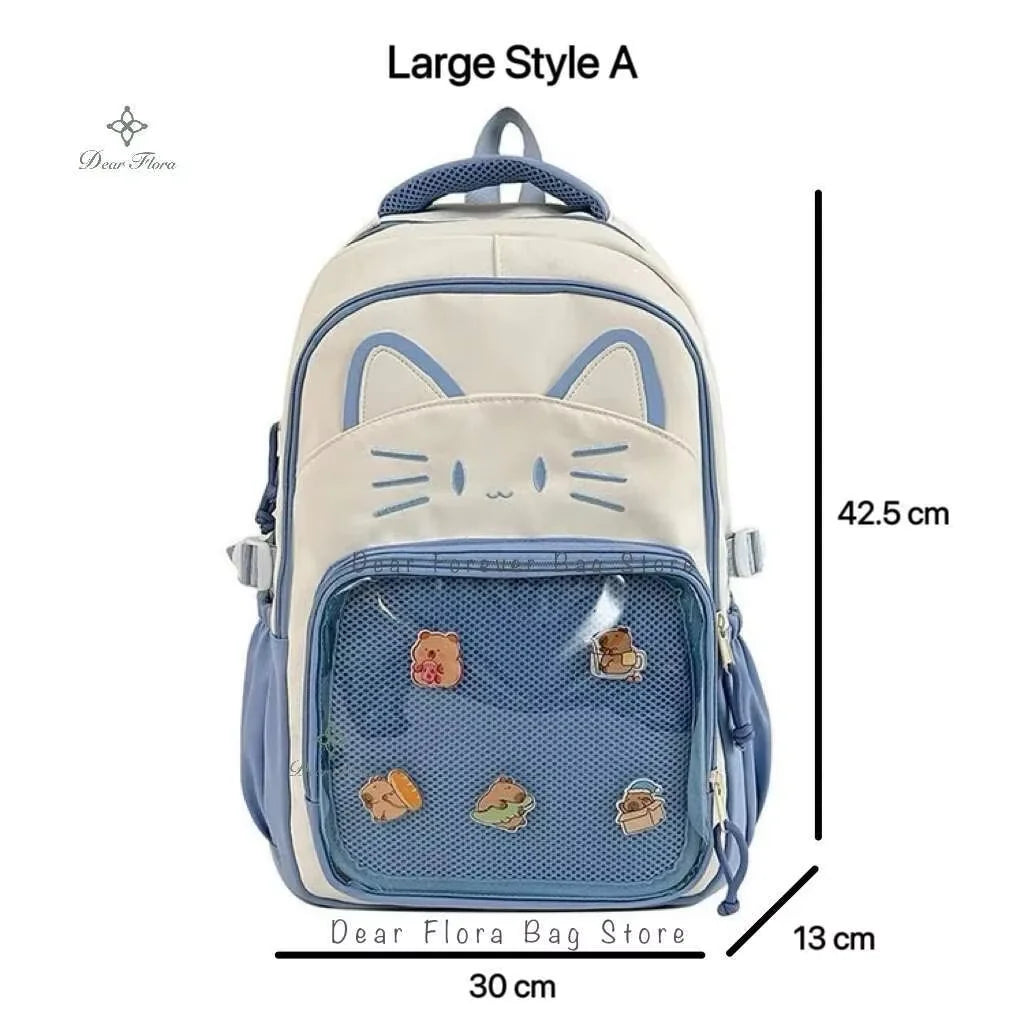 Kawaii Cat Ita Backpack with Transparent Display Pocket