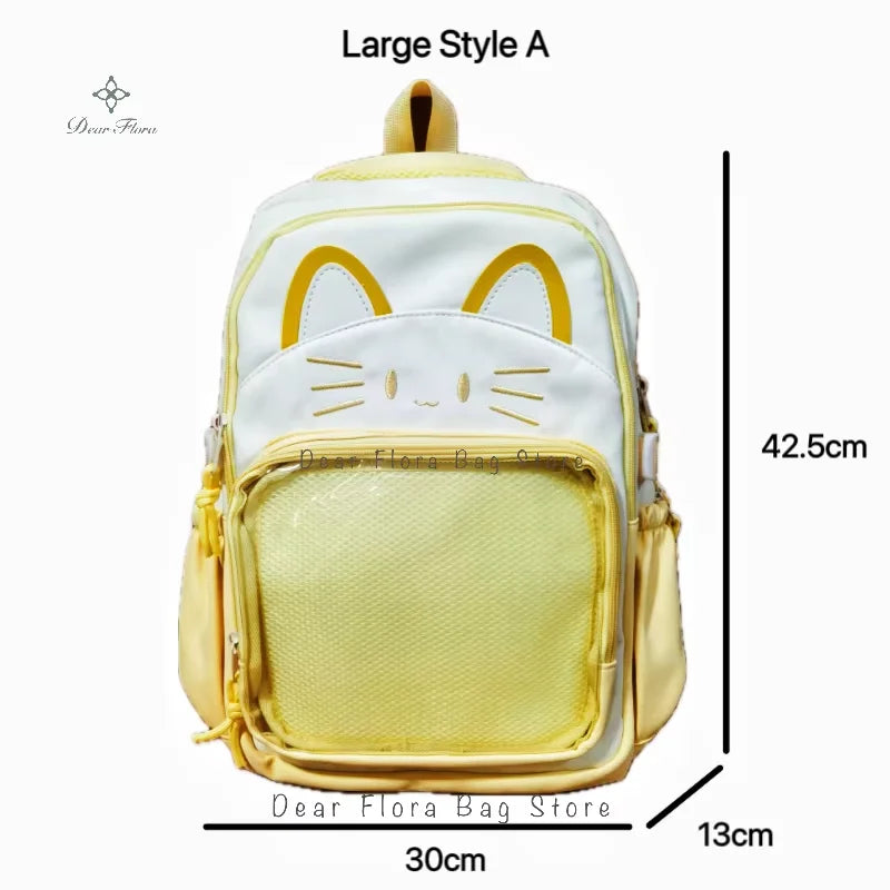 Kawaii Cat Ita Backpack with Transparent Display Pocket