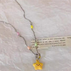 Kawaii Colorful Beaded Star Pendant Necklace
