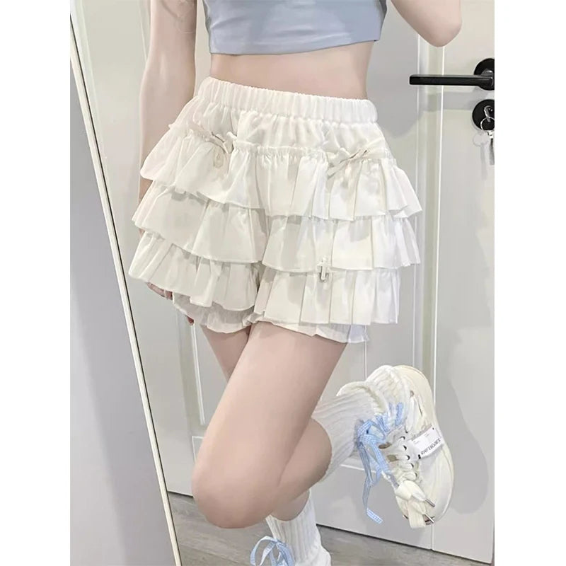 Kawaii Y2K Ruffle Mini Skirt with Bow Details