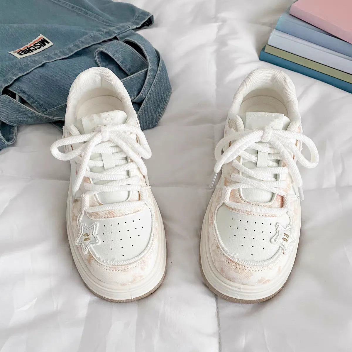 Kawaii Women's Pink Platform Lace-Up Sneakers