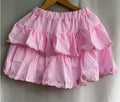 Pink Plaid Embroidered Ruffle Mini Skirt