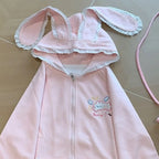 Kawaii Pink Bunny-Ear Hooded Zip-Up Hoodie