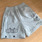 Kawaii Cat Appliqué Wide-Leg Shorts