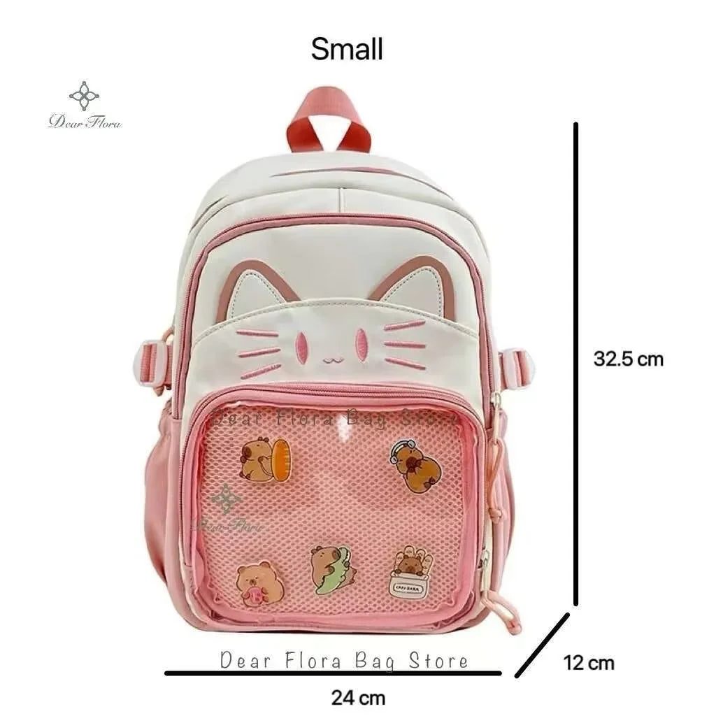 Kawaii Cat Ita Backpack with Transparent Display Pocket