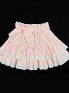 Milk White Kawaii Lolita Pleated Ruffle Skirt with Bow