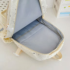 Kawaii Star-Print Multi-Pocket Backpack with Bow and Reflective Details