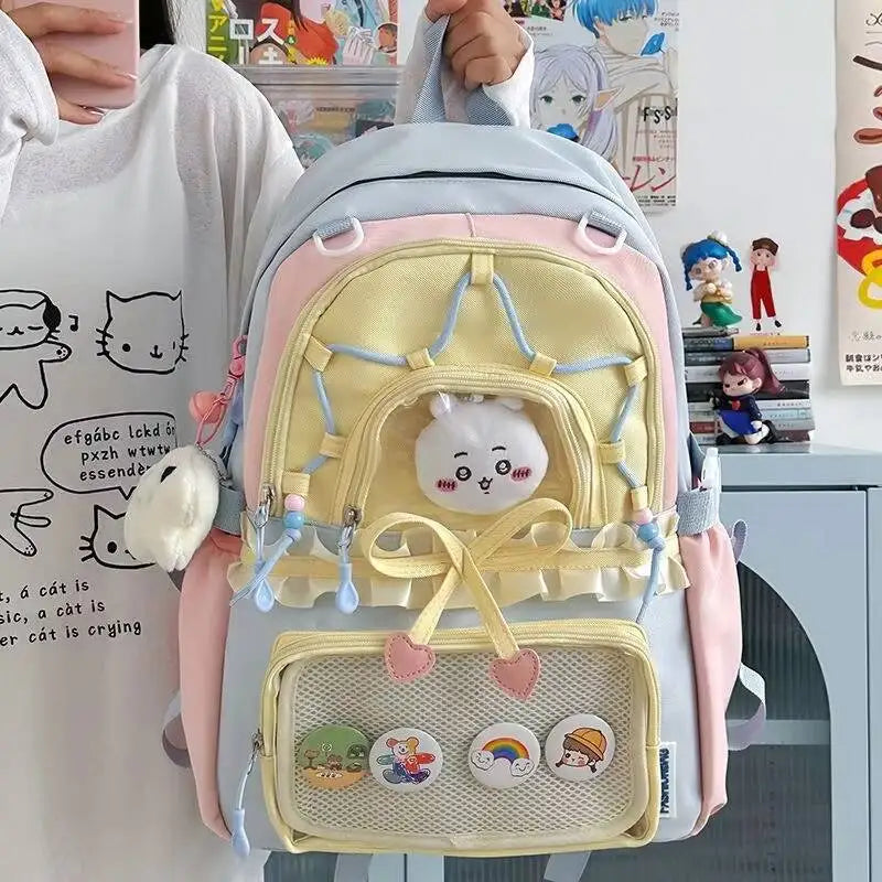 Kawaii Heart Bow Ita Backpack with Transparent Display Pocket