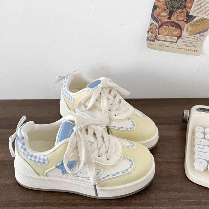 Kawaii Women's Cute Printed Lace-Up Sneakers