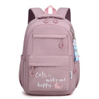 Kawaii Plaid Nylon School Backpack with Bunny Charm