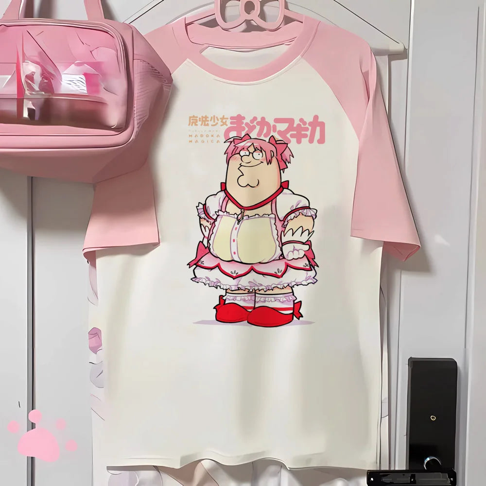 Kawaii Women's Anime Cartoon Graphic T-Shirt – Short-Sleeve O-Neck Tee